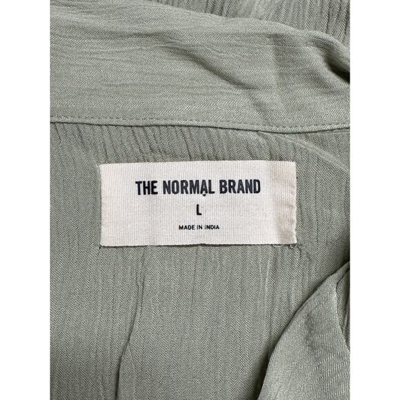 The Normal Brand Top Womens Large Ezra Cropped Short Sleeves Sage Green Sheer - Picture 7 of 11